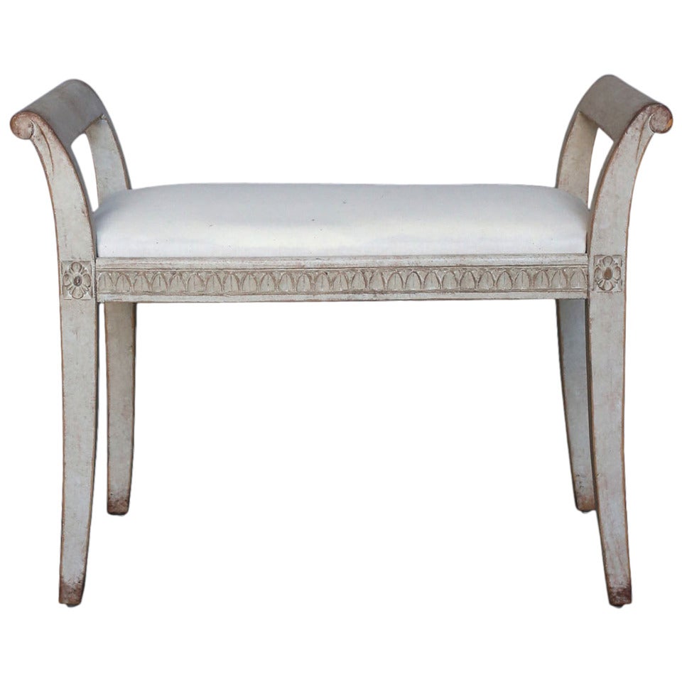 Gustavian Style Bench with Armrests