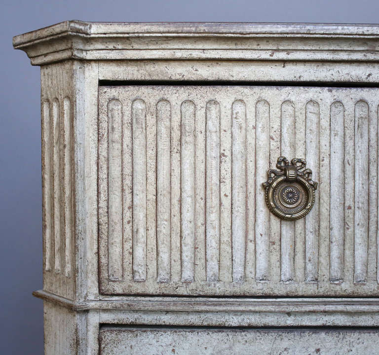 Carved Gustavian Chest of Drawers with Fluted Detail