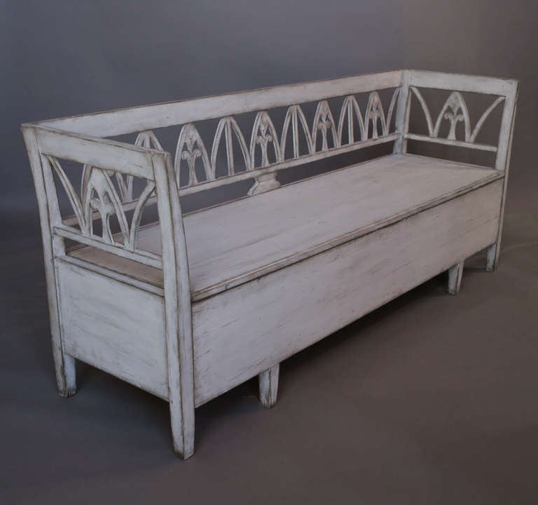 Gustavian Swedish Storage Bench For Sale