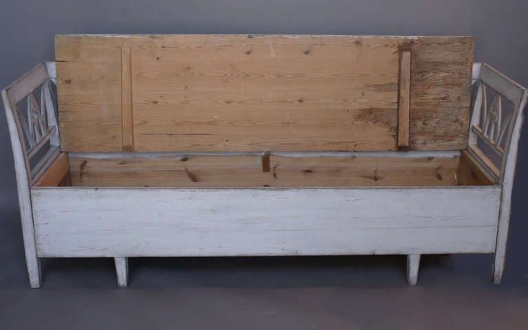Wood Swedish Storage Bench For Sale