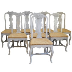 Antique Set of 8 Rococo Dining Chairs
