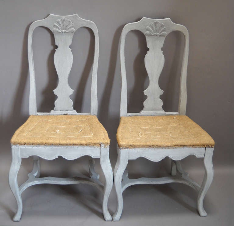 Swedish Set of 8 Rococo Dining Chairs