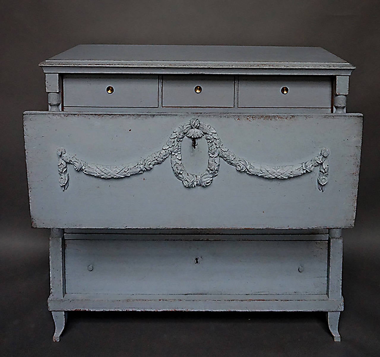 Mid-19th Century Swedish Chest of Drawers with Classical Swags For Sale