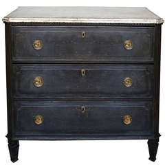 Gustavian Style Chest of Drawers in Black Paint