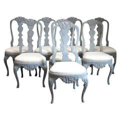 Set of Eight Rococo Style Dining Chairs