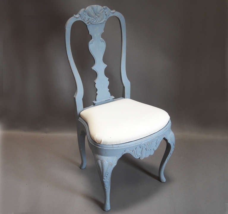 Wood Set of Eight Rococo Style Dining Chairs For Sale
