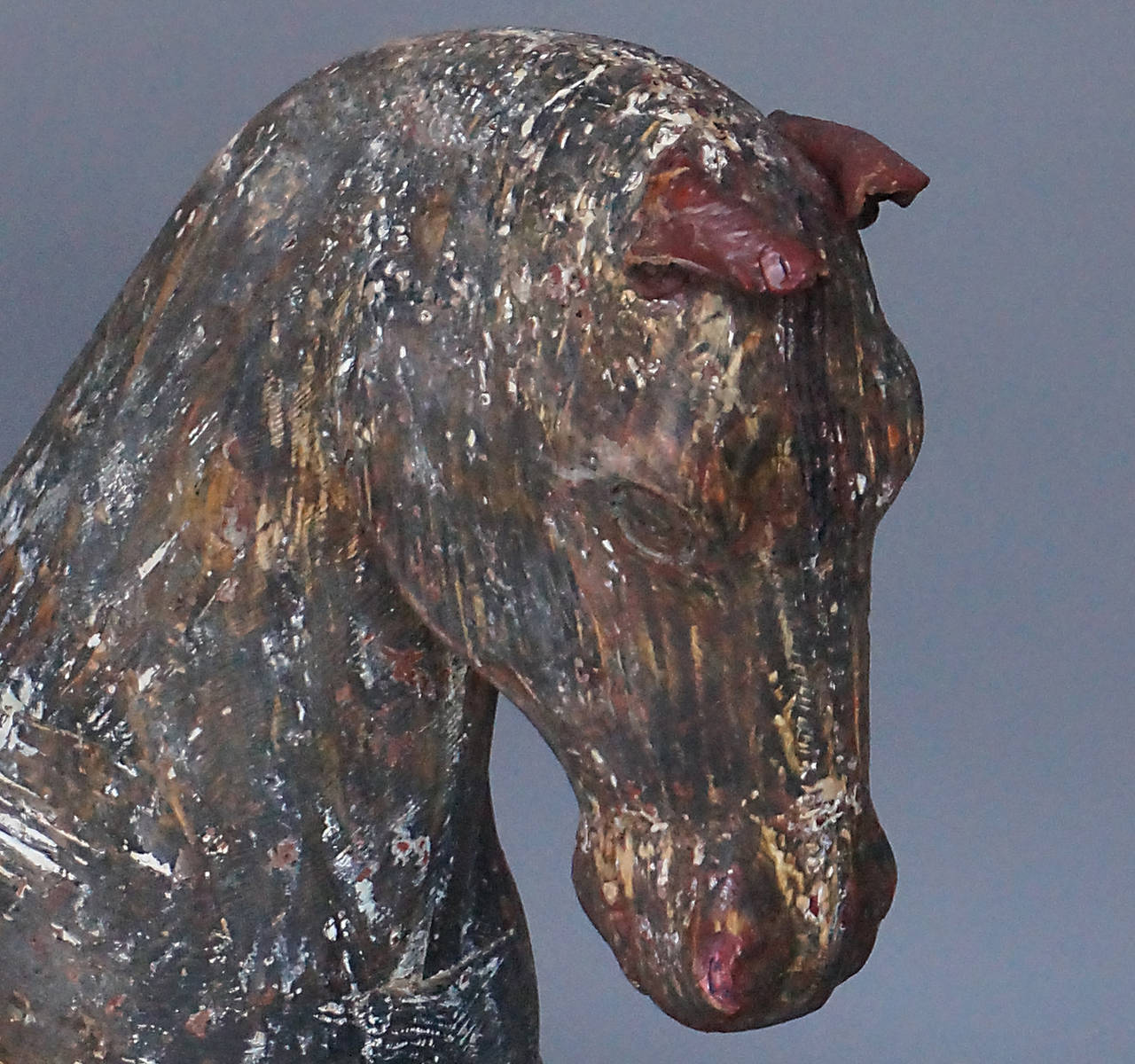 19th Century Swedish Carved Horse in Original Surface For Sale