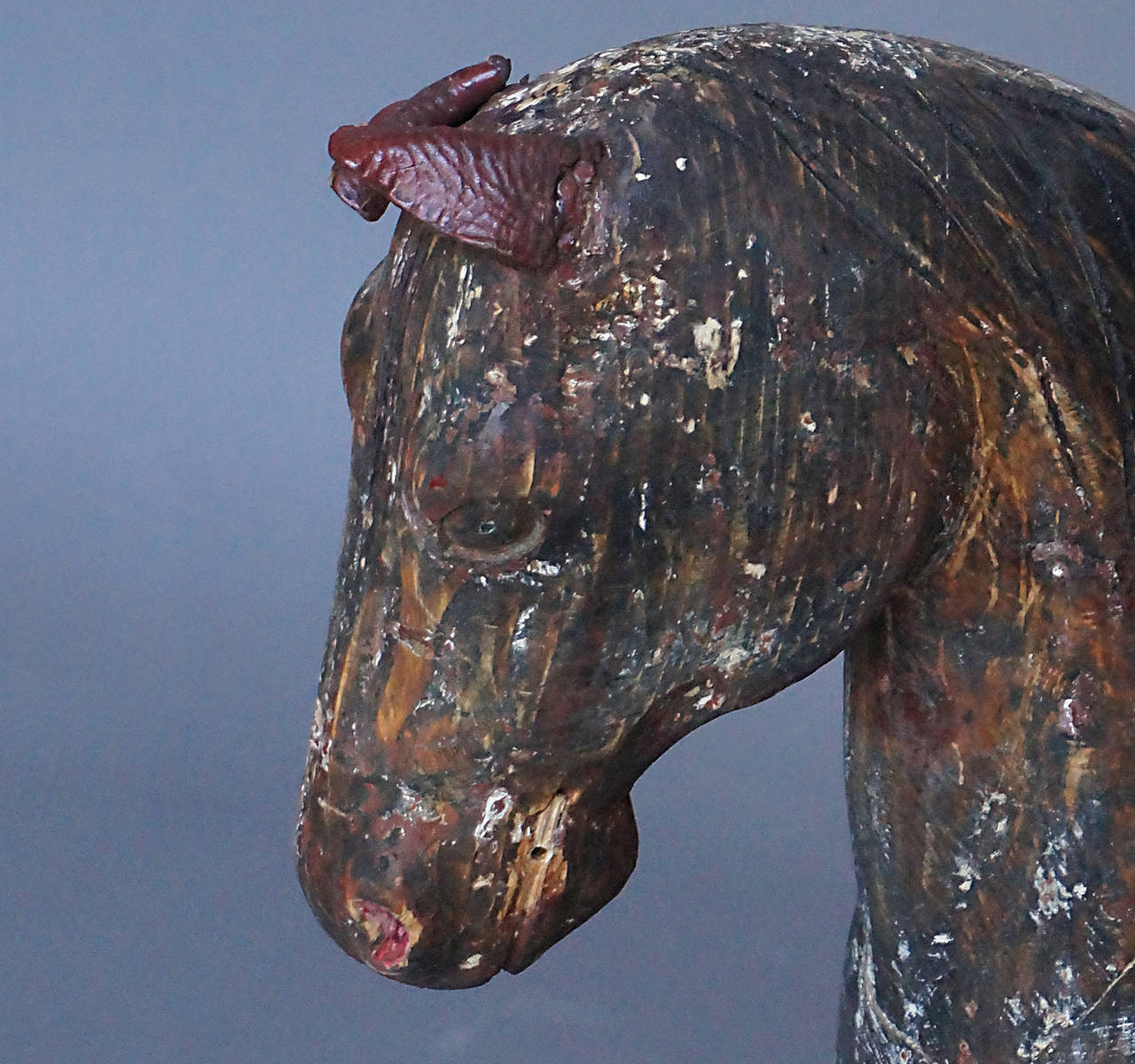 Swedish Carved Horse in Original Surface In Excellent Condition For Sale In Sheffield, MA