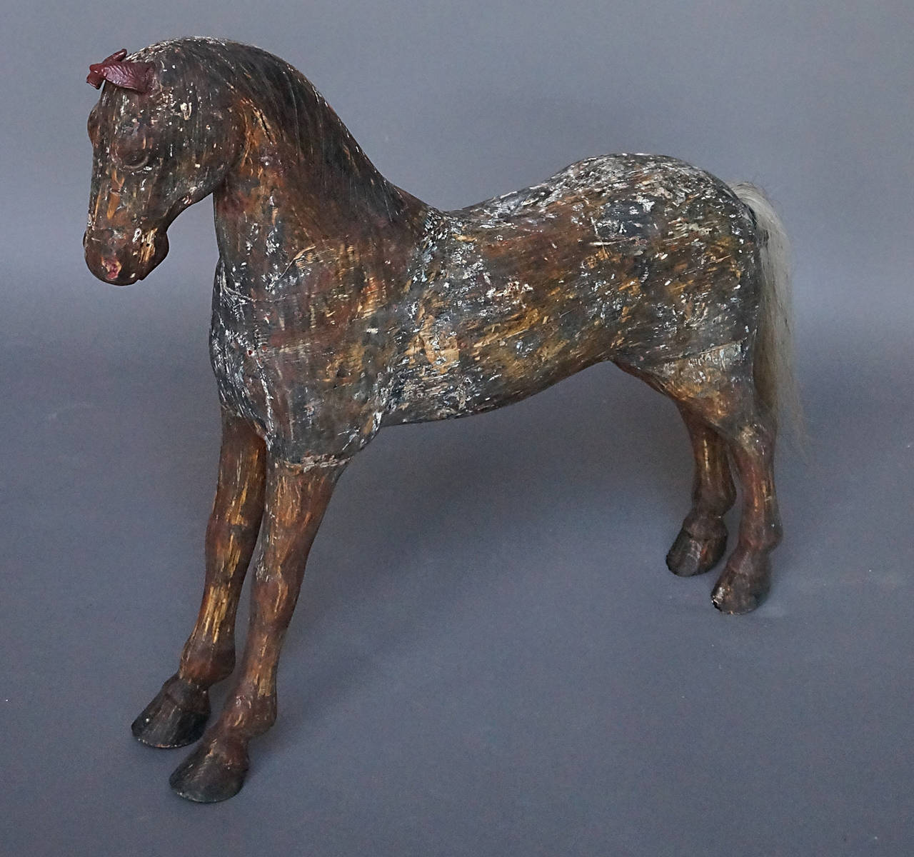 Edwardian Swedish Carved Horse in Original Surface For Sale