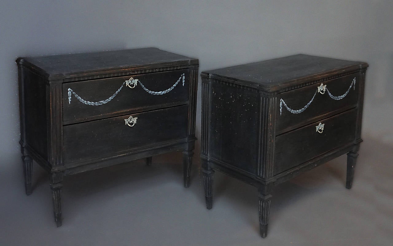 Pair of Charming Gustavian Style Commodes
