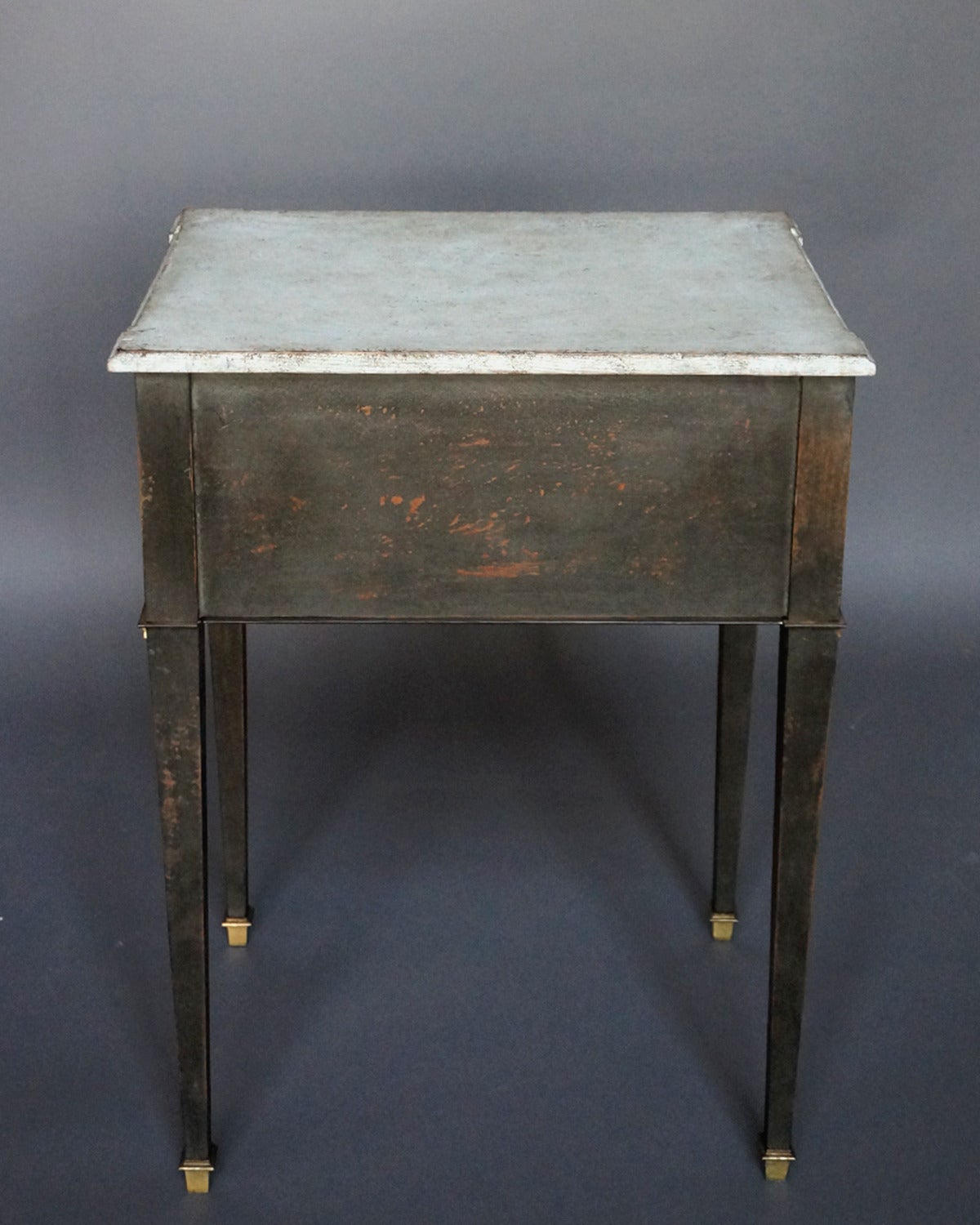 19th Century Swedish Work Table in Black Paint