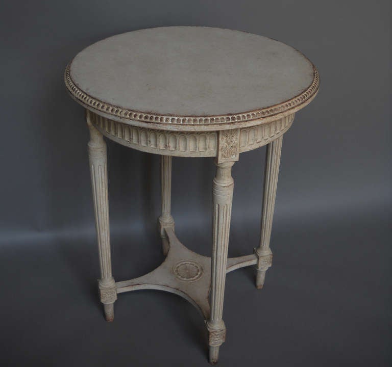 Carved Small Swedish Side Table