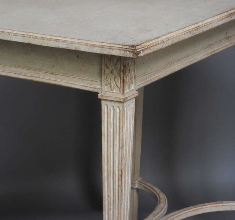 Carved Gustavian Style Side Table For Sale