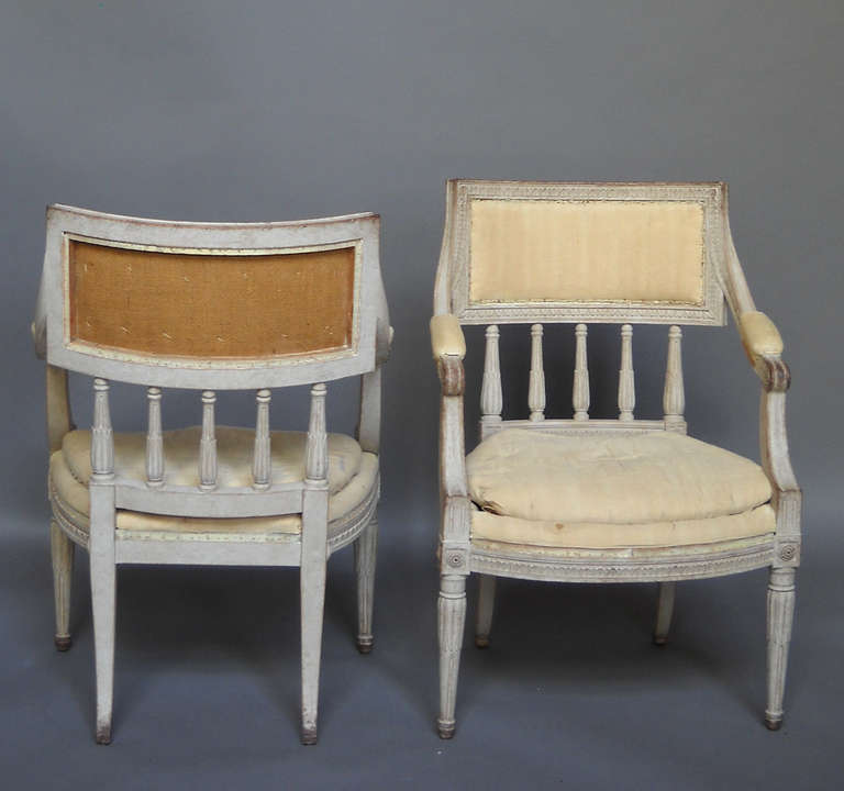 Pair of Gustavian Style Armchairs In Excellent Condition In Sheffield, MA