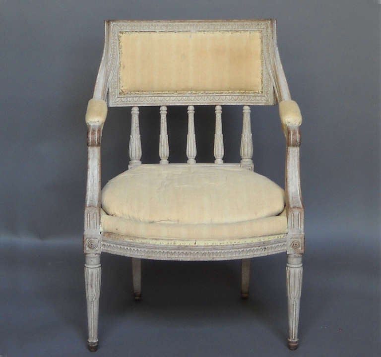 Wood Pair of Gustavian Style Armchairs