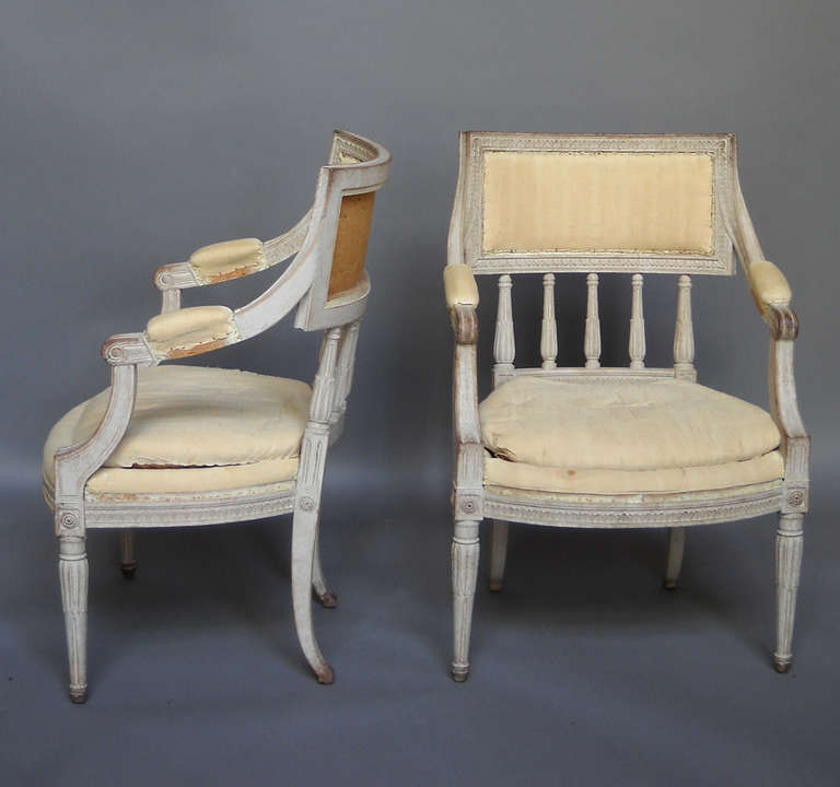 Carved Pair of Gustavian Style Armchairs