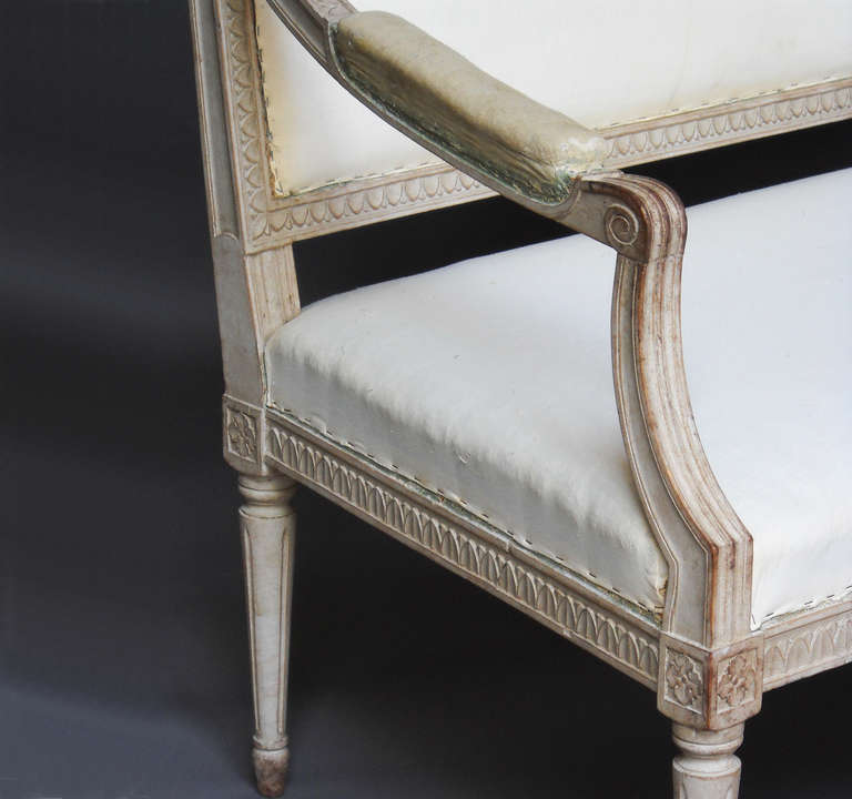 Carved Gustavian Style Settee For Sale