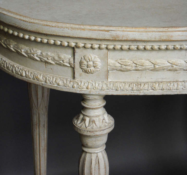 Carved Gustavian Style Oval Table