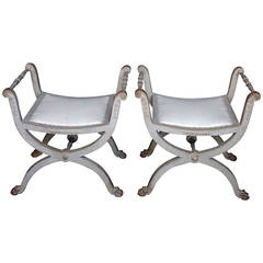 Pair of Curule Stools in the Gustavian Style