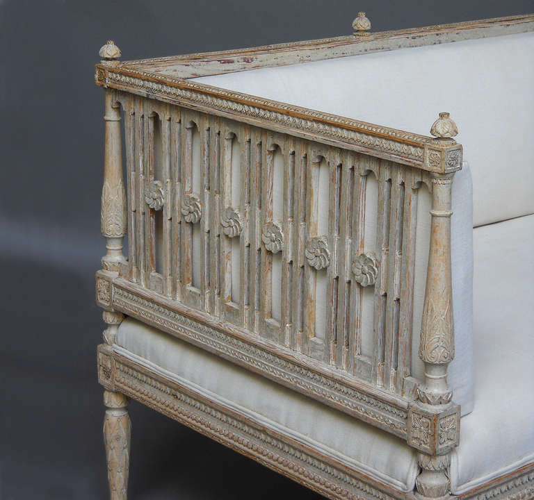 Swedish Beautifully Carved Gustavian Sofa