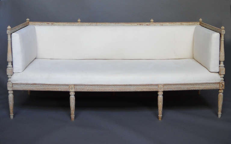 18th Century and Earlier Beautifully Carved Gustavian Sofa