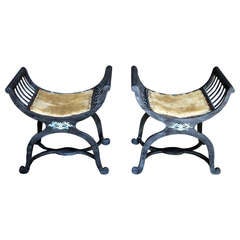 Pair of Bronze Mounted Stools