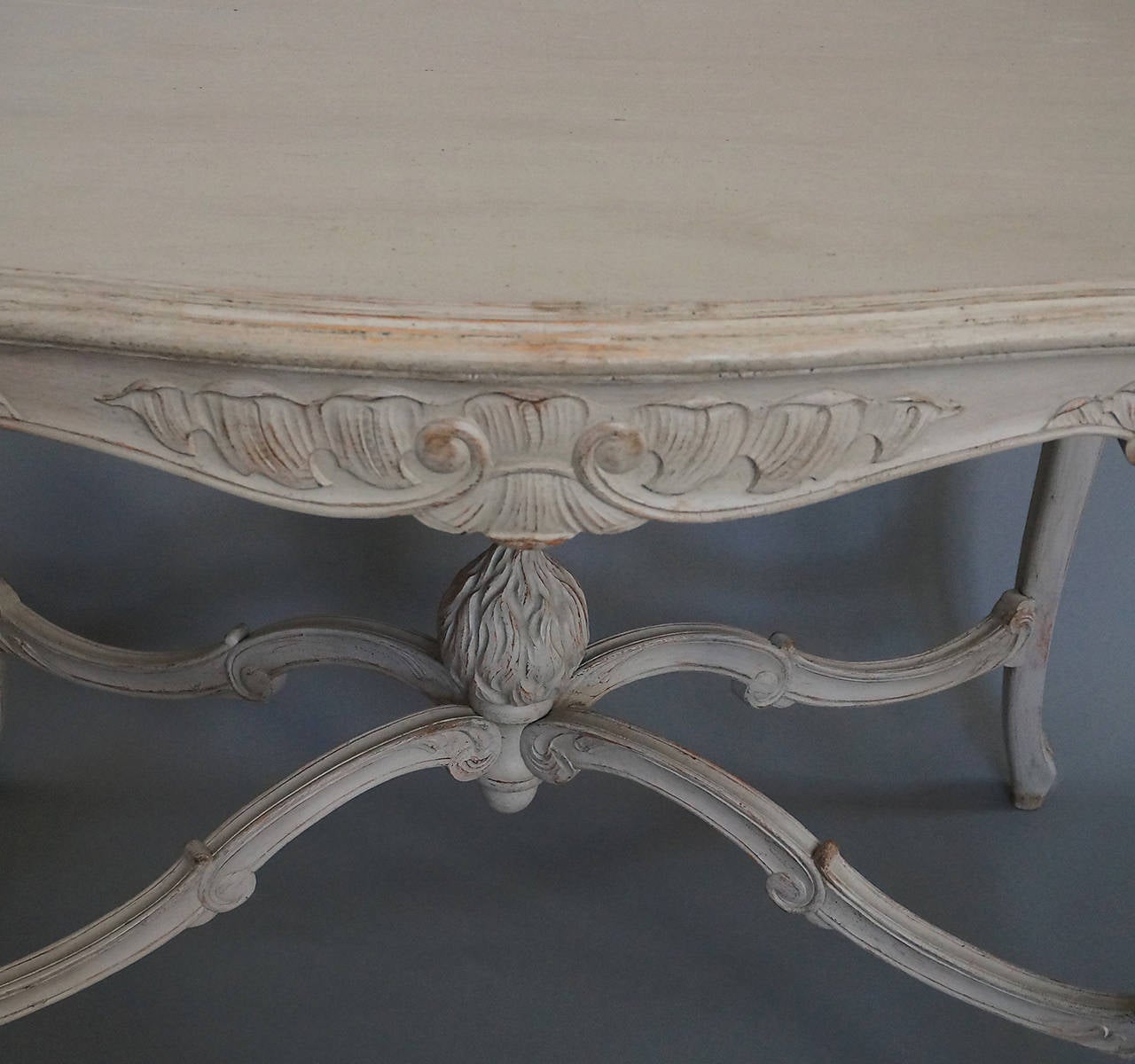 Swedish Center Table with Carved Finial