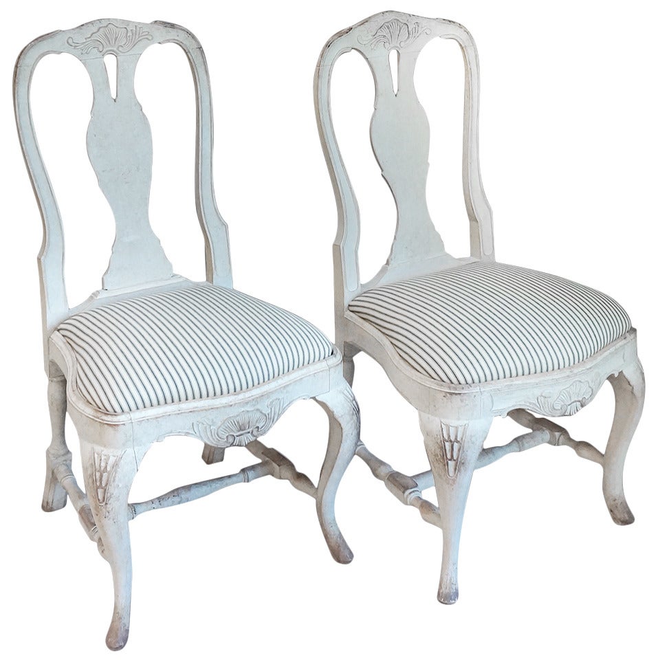 Pair of Swedish Rococo Style Chairs For Sale