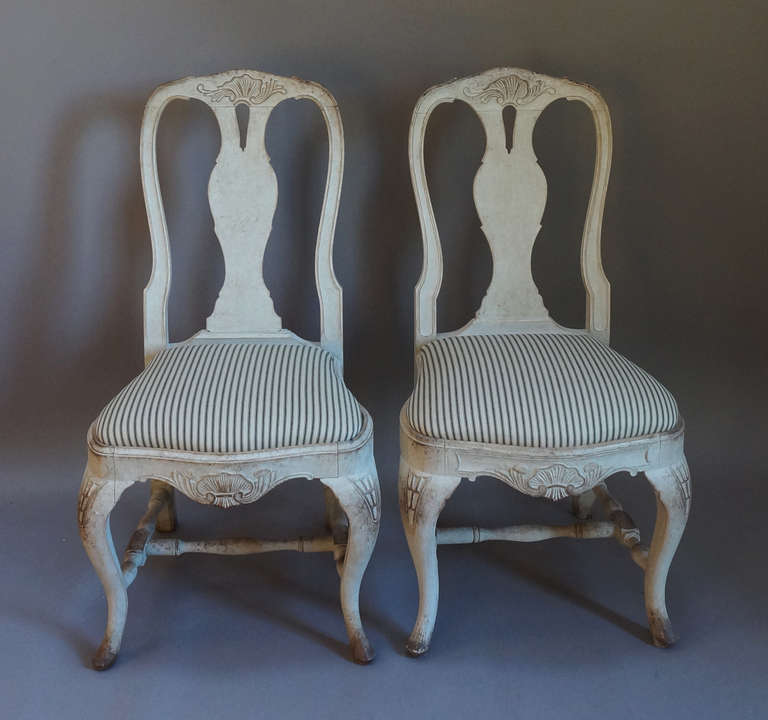 Carved Pair of Swedish Rococo Style Chairs For Sale