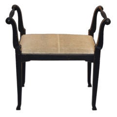 Antique Black Painted Swedish Bench