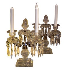 Pair of Crystal and Bronze Candelabra