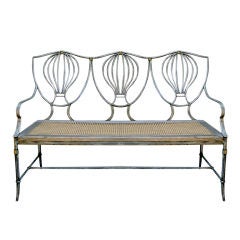 Iron and Brass Bench with Caning