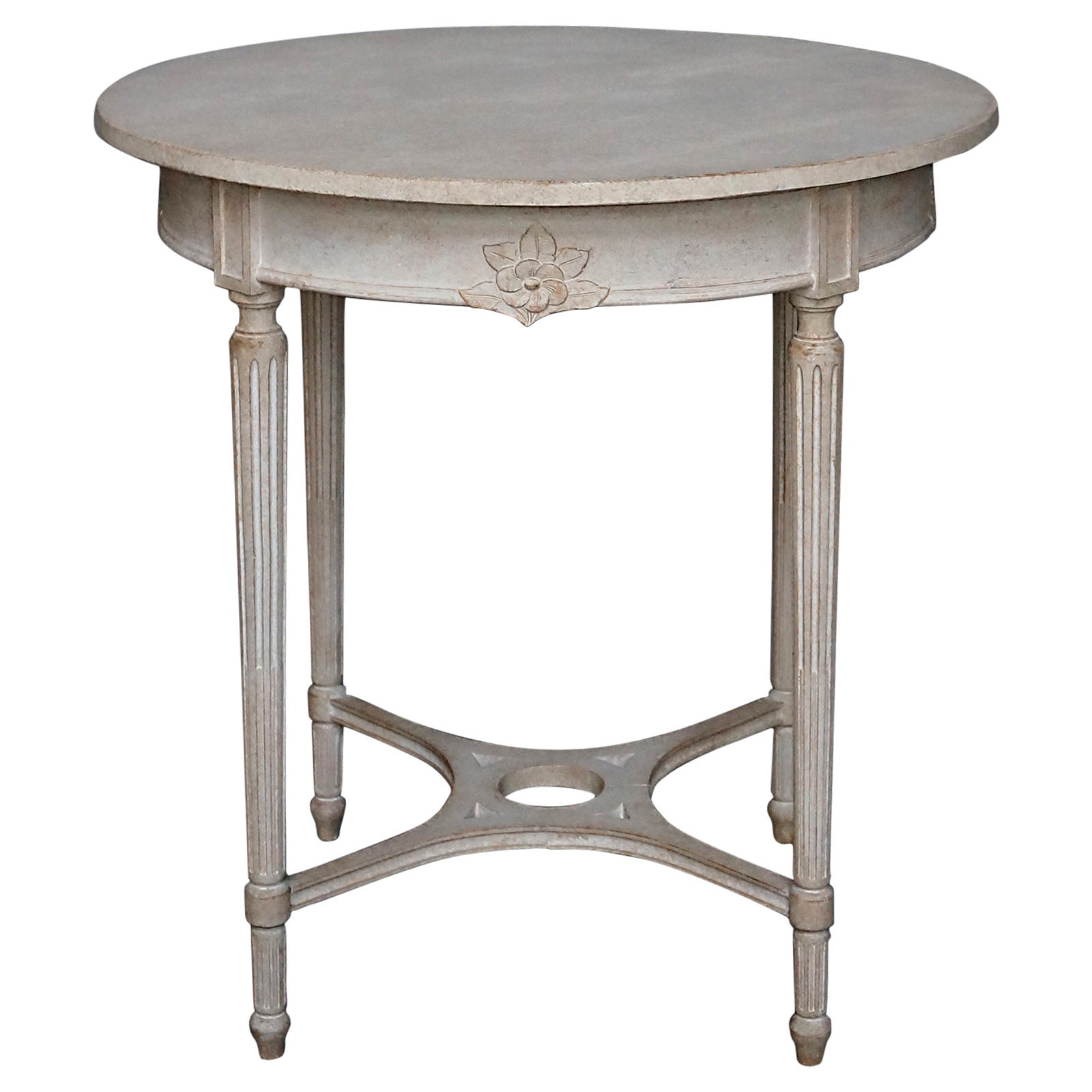 Swedish Side Table with Floral Detail