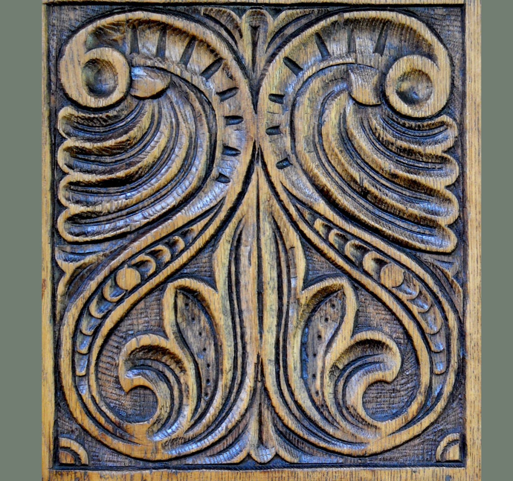 Richly Carved Oak Secretary In Excellent Condition In Sheffield, MA