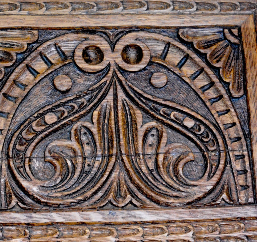 19th Century Richly Carved Oak Secretary