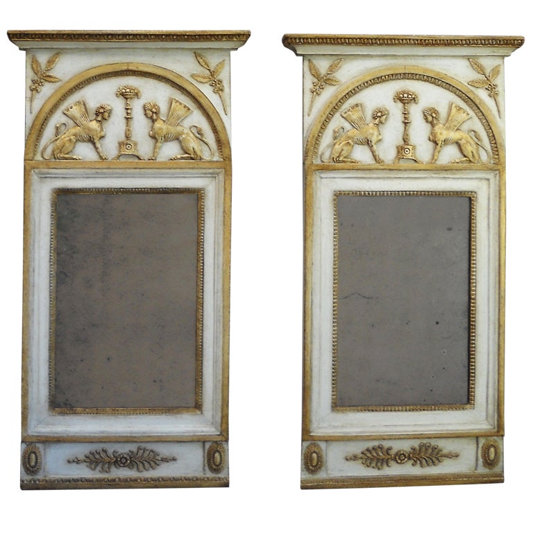 Pair of Neoclassical Mirrors with Original Mercury Glass For Sale