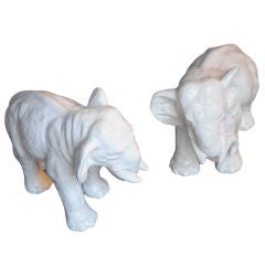 Vintage Pair of Stoneware Elephants