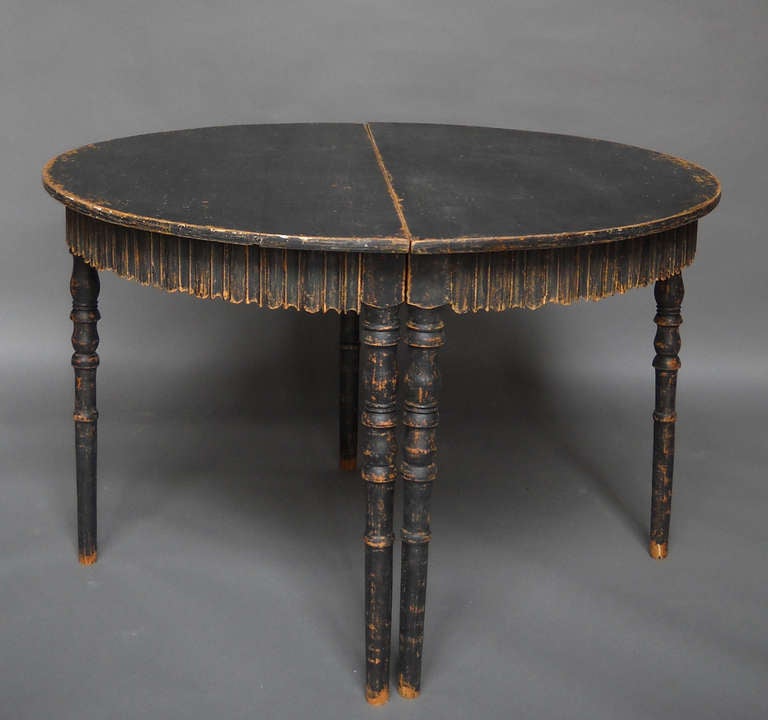 Pair of Demilune Tables with Shaped Aprons
