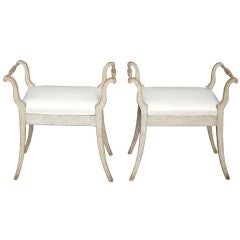 Pair of Small Stools with Arm Rests