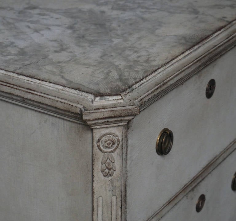 Carved Pair of Late Gustavian Commodes