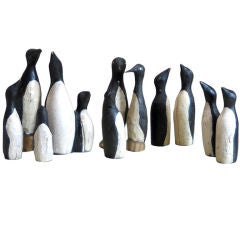 Twelve Carved Penguins