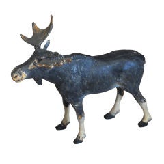 Antique Carved and Painted Danish Moose