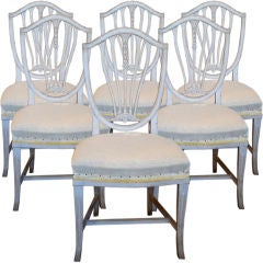 Antique Set of Eight Swedish Shield Back Chairs