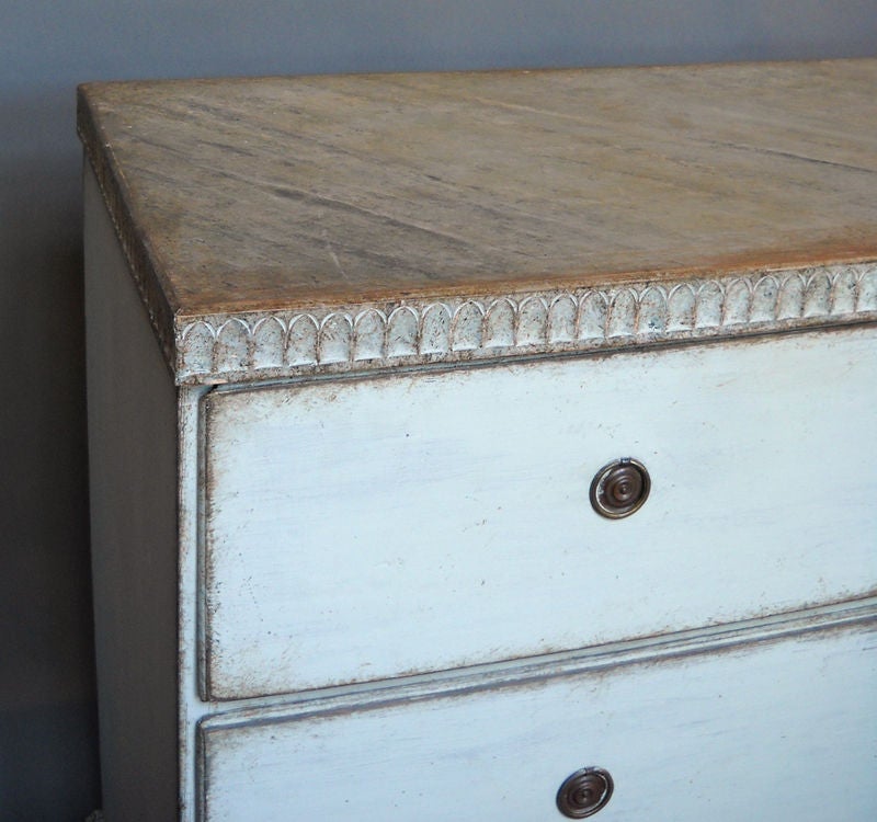 Carved Gustavian Chest of Drawers with Marbled Top