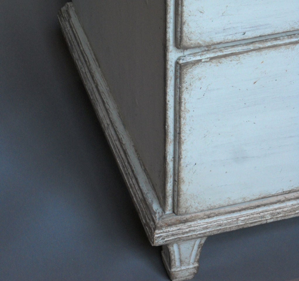Wood Gustavian Chest of Drawers with Marbled Top