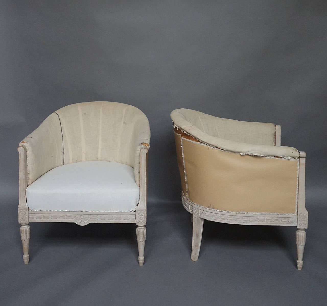 Carved Pair of Gustavian Style Club Chairs