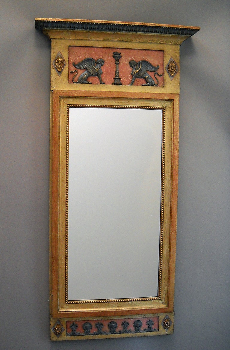 Neoclassical Swedish Mirror in Pompeii Red