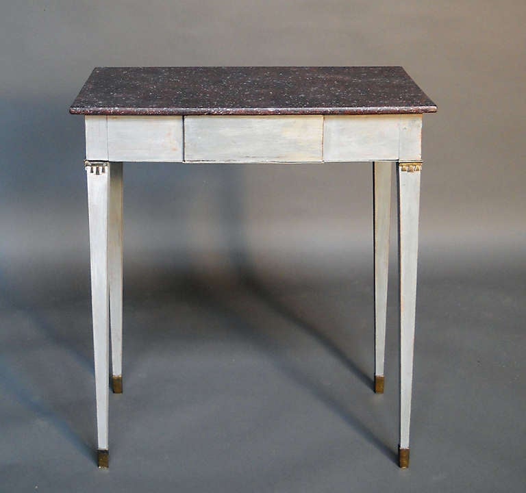 Carved Side Table with Porphyry Painted Top