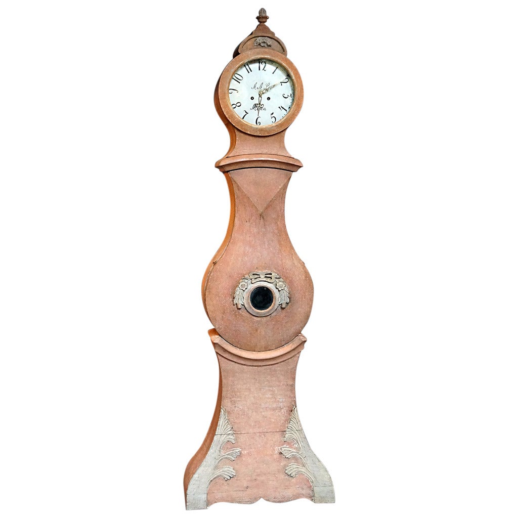 Mora Clock in Original Salmon Paint For Sale