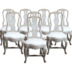 Set of Eight Rococo Style Dining Chairs